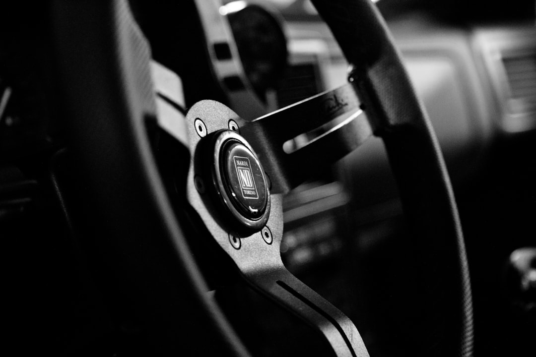 Black and white steering wheel